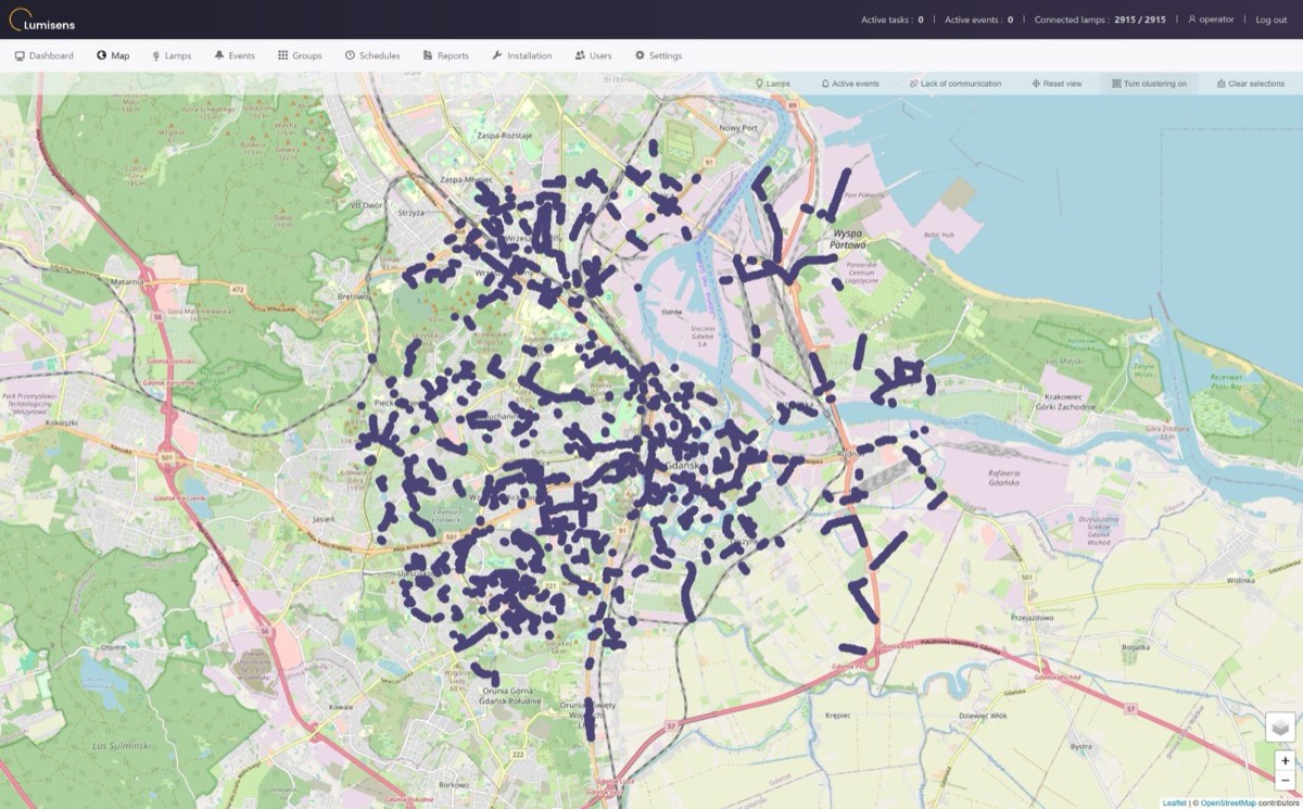 Lumisys – map with streetlight locations